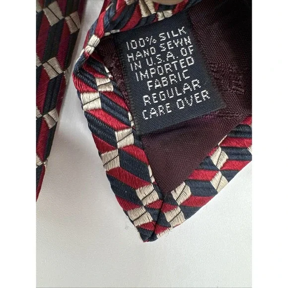Roundtree & Yorke Silk Handmade Neck Tie Red Blue 58" - Picture 5 of 7